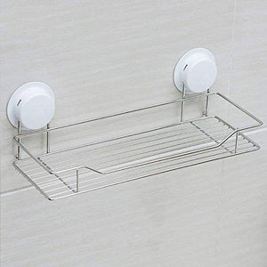 UWY Mensola da Bagno Rettangolare Senza Foratura Cestello portaoggetti in Acciaio Inossidabile Supporto per Ventosa Resistente Supporto per Doccia a Parete 1 ripiano Staffa Argento