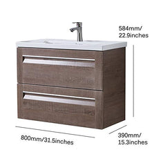 ATUM HOME - Mobiletto da parete con lavabo, guardaroba, con 2 cassetti, grande, 800 mm