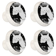 Maniglie per cassetti Manopole per cassetti Manopole rotonde Confezione da 4 per armadietto, cassetti, cassettiere, cassettiere ecc. Gatto in bianco e nero