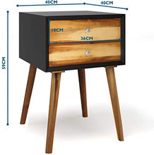 DREAMADE Comodino in Legno con 2 Cassetti, Comodino Piccolo per Camera da Letto, in Stile retrò, Tavolino Multiuso con 4 Gambe per Risparmiare Spazio, 40 x 40 x 59 cm