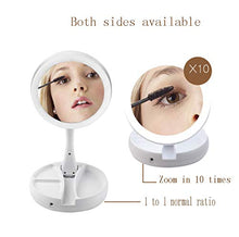WM Specchio di Trucco Portatile Piccolo Specchio Rotondo LED Specchio Il Trucco della Lampada Pieghevole Specchio Rotante di 360 Gradi mirror-10.20