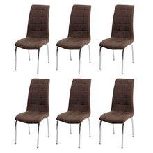Mendler Set 6X sedie Sala da Pranzo Design Moderno HWC-F29 Tessuto Ecopelle Marrone