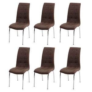 Mendler Set 6X sedie Sala da Pranzo Design Moderno HWC-F29 Tessuto Ecopelle Marrone