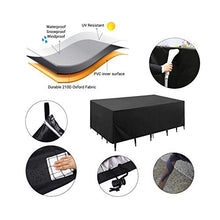 Reujkk - Copertura impermeabile per mobili da giardino, copertura impermeabile per mobili da esterni, anti-UV, copertura per tavolo da giardino, resistente 420D, Oxford nero e PU argento