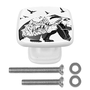 Set di 4 maniglie rotonde per armadio da cucina, credenza, cassettiera, cassettiera, con viti, per cucina, comò, armadietto, bagno, armadio, orso, ghiacciaio animale