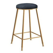 Sgabello imbottito in velluto con gambe in ferro oro e poggiapiedi per bar da colazione, pub, bancone, cucina e sgabelli per la casa - sedia senza schienale -Nero