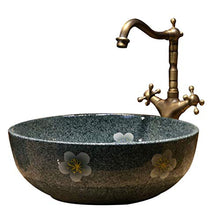 WEHOLY Lavabo in Resina Lavabo Rotondo da Incasso Ovale in Pietra Naturale Lavabo Rotondo retrò Creativo Jingdezhen Ceramica Hotel Lavabo antispruzzo