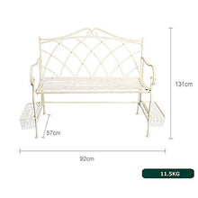 Panchina da Terrazza Parco Panche per Tempo Libero All'aperto, Panca da Giardino Retrò in Ghisa Resistente alle Intemperie e alla Ruggine, Panca da Cortile a 2 Posti con Cesto Portaoggetti