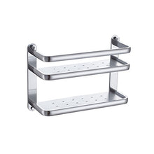 Dongyd Mensola da Bagno a 2 Livelli, Servizi igienici da Cucina Supporto da Parete Multifunzionale in Alluminio Spazio Argento, 27 cm * 40 cm * 13 cm