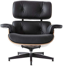 WZH Sedia in Pelle Nera Replica Lounge Chair con ottomana Chaise Lounge in Legno di Noce Poltrona Classica in Vera Pelle