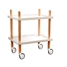 YIN YIN Carrello per Ripiani Carrello con ripiano, ripiano for Camera da Letto Mobile in Legno di bambù Mobile Mobile Flessibile con Carrello da Viaggio, Bianco, 50X35X59CM Carrello a rulli
