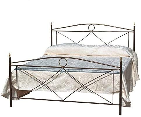 Europrimo Letto Matrimoniale in Ferro Battuto Classico Stile Italiano Avorio Bianco Magnolia