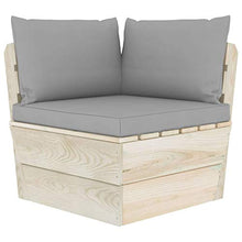 SKM Set Divani da Giardino su Pallet 4 pz con Cuscini Legno Abete (59.6kg) Grigio