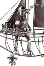 BRUBAKER portabottiglia da vino dal raffinato design"barca a vela con pescatore" - portabottiglie per vino in metallo con biglietto di auguri