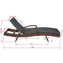 TecTake 800691 - Lettino Prendisole in Rattan, Alluminio, Resistente alle Intemperie, Schienale Regolabile, 5 Posizioni, Materassino Imbottito (Nero-Marrone | No. 403146)