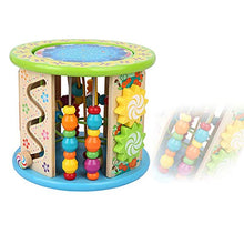 Greatangle Bambini Neonati Multi-Funzione a Sei Lati Grande Perlina Rotonda Scatola del Tesoro Puzzle con Perline Giocattoli per Bambini di 1-2-3 Anni Multicolore