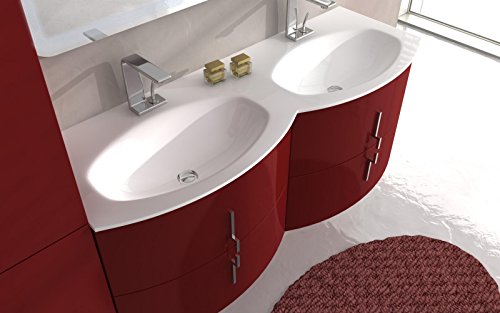 BagnoItalia Arredo Bagno 138 cm doppio lavabo mobile sospeso bianco rosso nero grigio mobili cassetti I