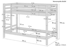 Erst-Holz Letto a Castello 90x200 per Bambini in Pino massello divisibile con doghe rigide 60.09-09