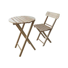 QLS Set di mobili da balcone, in legno, con due sedie pieghevoli