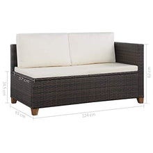 Tidyard Set Salottino a 5 Posti in PE Rattan Regolabile, Divano con Tavolino, 124(65) x 65 x 62 cm, Marrone e Bianco Crema