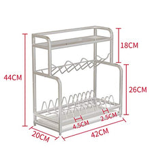 LYM &ripiano di stoccaggio Scaffale di stoccaggio della Cucina, scolapiatti Multifunzione in Acciaio Inox Scolapiatti Forniture di Cucina Scaffale -2 Strati Scaffale di Finitura