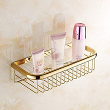 SWNN Bathroom Shelves Cesto A Rete A Quattro Angoli Dorato Accessori for Il Bagno Cesto in Rame Pieno Scaffale for Bagno in Rame Antico Stile Europeo Scaffale for Bagno in Rame Blu (Size : 30cm)
