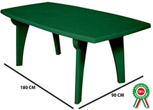 SF SAVINO FILIPPO Tavolo tavolino Rettangolare 180x90 Lipari in Dura Resina di plastica Verde con Foro per ombrellone per Esterno casa Balcone Bar sagra da Giardino