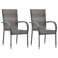 Tidyard Sedie da Esterno Impilabili 2 pz Grigie in Polyrattan,Adatto a Giardino,Terrazzo, Cortile