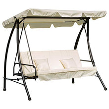 Outsunny Dondolo da Giardino 3 Posti con Tetto Reclinabile Trasformabile Letto in Poliestere Crema 200 x 125 x 170cm