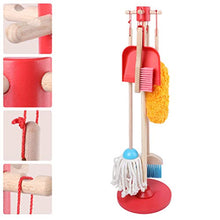 jojofuny 6Pcs Bambini Set di Pulizia Finta Play Spazzamento Scopa Mop Spolverino Spazzola Paletta Appeso Basamento di Pulizia Giocattoli per I più Piccoli Montessori Stelo di Abilità