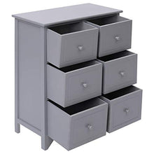 FAMIROSA Armadietto con 6 Cassetti Grigio 60x30x75cm Legno di Paulownia