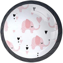 Modello di cuore nero di elefanti rosa Pomelli per Porta Set di 4 Pomelli per Mobili Manopole per Cassetti Cucina Armadio Vetro