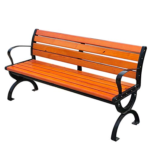 Panchina da Giardino per Tempo Libero con Panchine da Giardino per Terrazza, Panca da Patio Resistente alle Intemperie con Telaio in Alluminio e Legno Massello Anticorrosivo, Comoda Panca a 2 Posti