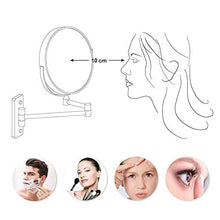 LIS - Specchio da trucco con luci LED da 20,3 cm, specchio da trucco, ingrandimento 10x, specchio da barba, doppio lato, con lente d'ingrandimento rotonda, girevole a 360° e braccio estensibile