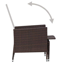 vidaXL Set Divani da Giardino 3 pz con Cuscini in Polyrattan Marrone