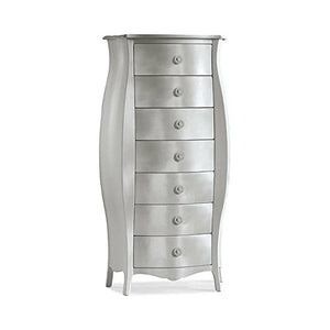 InHouse srls Cassettiera bombata, Arte povera, in Legno massello e MDF con rifinitura in Foglia Argento - Mis. 74 x 31 x 142