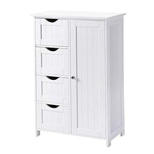 POPSPARK Mobile Bagno con 4 Cassetti e 1 Mobile Contenitore in Legno,Armadietto da Bagno per Soggiorno e Corridoio,Bianco