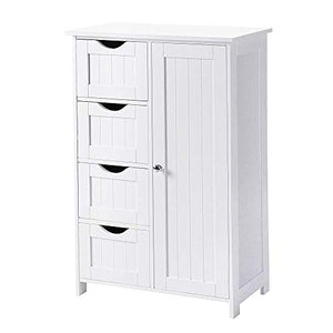 POPSPARK Mobile Bagno con 4 Cassetti e 1 Mobile Contenitore in Legno,Armadietto da Bagno per Soggiorno e Corridoio,Bianco