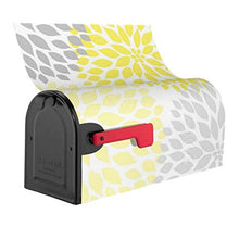 Moderna gialla e grigia Dahlia quadrata dal design unico magnetico per cassetta delle poste, copertura per giardino e cortile, dimensioni standard 53 x 45 cm