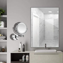 WZDD Specchio Ingranditore da Parete, Specchio da Trucco con Luce LED, 5X Ingrandimento Girevole Cosmetico Specchio - Ideale per Bagno Hotel Spa