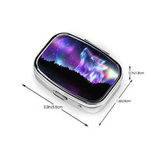 VunKo Space Wolf - Portapillole portatile in metallo, piccolo contenitore per pillole per borsa o tasca, 2 scomparti per esigenze quotidiane e viaggi