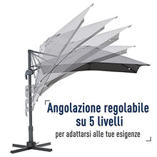 Outsunny Ombrellone da Giardino a Manovella 250x250cm con Rotazione a 360°, Parasole Regolabile su 5 Livelli, Grigio