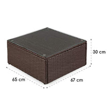 Blumfeldt Theia Loungetisch - Tavolo da Giardino, Tavolino da Lounge, Poly Rattan, Piano in Vetro, Marrone