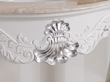 Simone Guarracino Luxury Design Consolle e Specchio Eleonor Stile Barocco Moderno arredo Bagno Bianco Laccato e Foglia Argento Marmo Crema