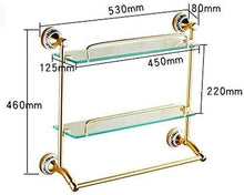 GDFEH Scaffale di Vetro 2-Livello Scaffale per Il Bagno del Bagno del Bagno del Bagno con la Barra degli Asciugamani