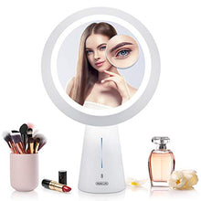 Mayepoo Specchio per Il Trucco Luce con Specchio ingranditore 5X, Modello di Lampada da Tavolo, 3 modalità di Luce Specchio per Il Trucco USB Ricaricabile, Regalo per Le Donne