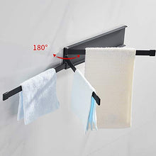 LIskybird Portasciugamani Senza Fori, Autoadesivo Portasciugamani da Cucina 24Cm, 3 Bracci, Portasciugamani da Bagno, da Cucina, Girevole A 180°, Porta Asciugamani da Bagno, Regalo: 5 Ganci,Nero