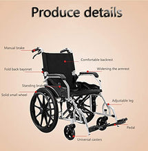 Sedia A Rotelle A Propulsione in Acciaio al Carbonio, Telaio Pieghevole Leggero, Sedia A Rotelle per Auto Assistente con Freni, Sedia da Viaggio Portatile con Mobilità Ridotta per Utenti Anziani, por