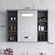 Zzmop Armadietto con Specchio da Bagno Illuminato a LED,Armadio a Muro in Acciaio Inossidabile,Disappannamento con Un Clic,Nero,Argento.