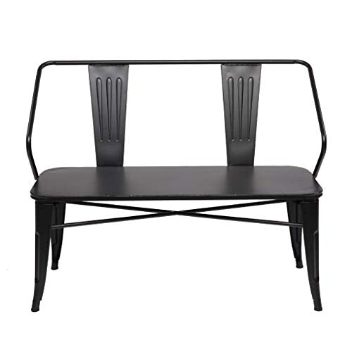 Panca da Giardino Braccioli curvi Panchina Portico Struttura in Metallo Superficie Verniciata Mobili da Cortile per Esterni